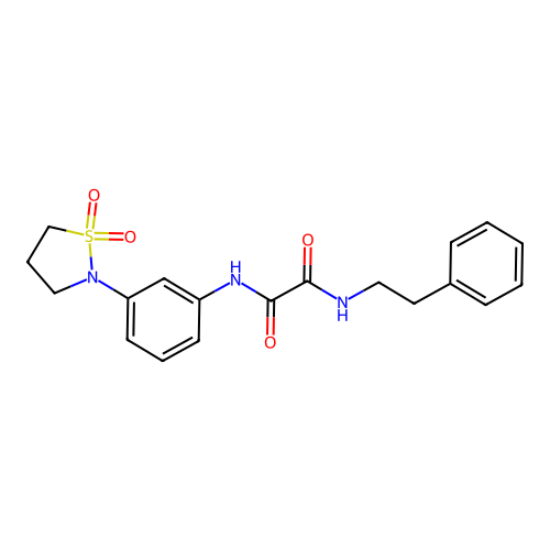 N1-(3-(1,1-dioxidoisothiazolidin-2-yl)phenyl)-N2-phenethyloxalamide structure