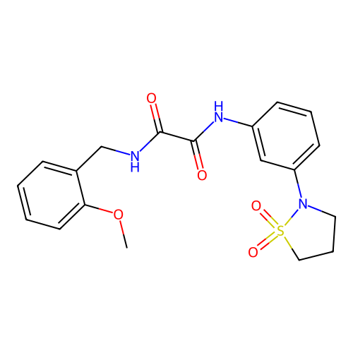 N1-(3-(1,1-dioxidoisothiazolidin-2-yl)phenyl)-N2-(2-methoxybenzyl)oxalamide structure