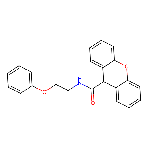 N-(2-phenoxyethyl)-9H-xanthene-9-carboxamide structure