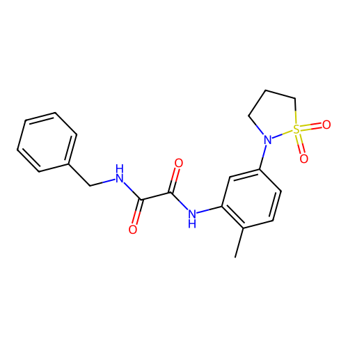 N1-benzyl-N2-(5-(1,1-dioxidoisothiazolidin-2-yl)-2-methylphenyl)oxalamide structure