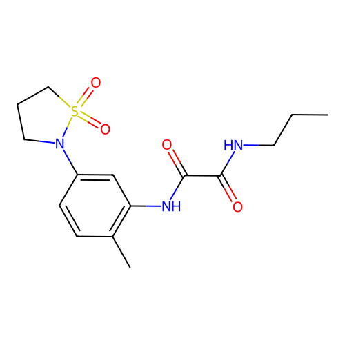 N1-(5-(1,1-dioxidoisothiazolidin-2-yl)-2-methylphenyl)-N2-propyloxalamide structure