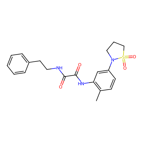 N1-(5-(1,1-dioxidoisothiazolidin-2-yl)-2-methylphenyl)-N2-phenethyloxalamide structure