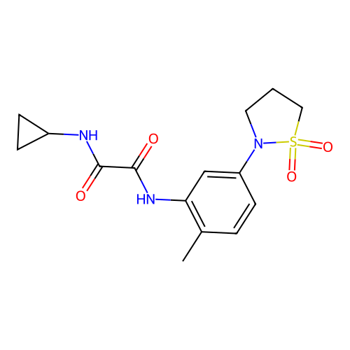 N1-cyclopropyl-N2-(5-(1,1-dioxidoisothiazolidin-2-yl)-2-methylphenyl)oxalamide structure