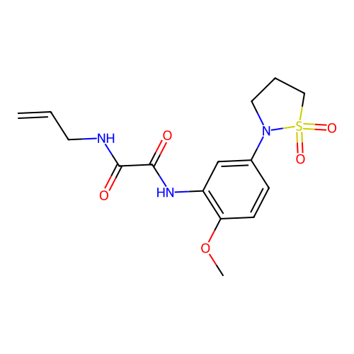 N'-[5-(1,1-dioxo-1,2-thiazolidin-2-yl)-2-methoxyphenyl]-N-prop-2-enyloxamide structure