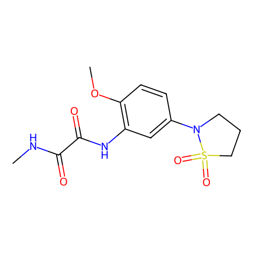 N1-(5-(1,1-dioxidoisothiazolidin-2-yl)-2-methoxyphenyl)-N2-methyloxalamide structure