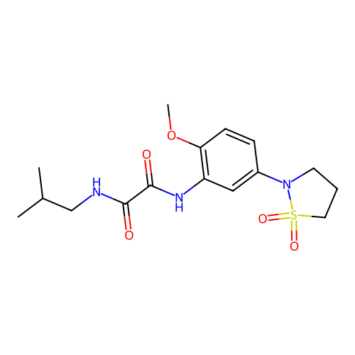 N1-(5-(1,1-dioxidoisothiazolidin-2-yl)-2-methoxyphenyl)-N2-isobutyloxalamide structure