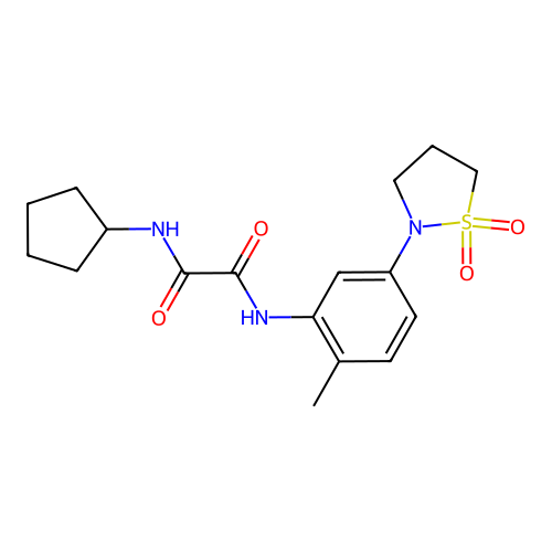 N1-cyclopentyl-N2-(5-(1,1-dioxidoisothiazolidin-2-yl)-2-methylphenyl)oxalamide structure
