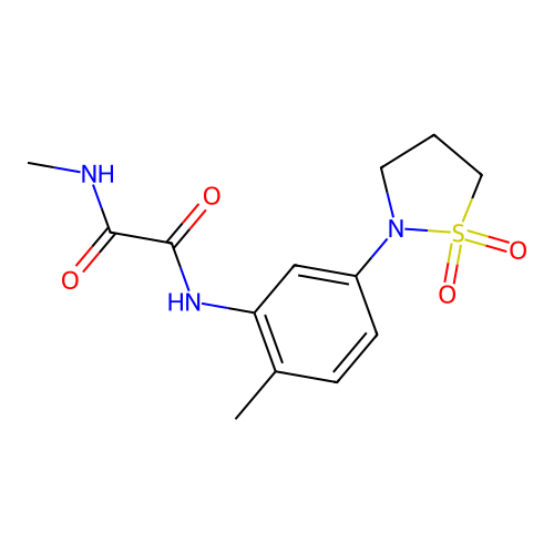 N1-(5-(1,1-dioxidoisothiazolidin-2-yl)-2-methylphenyl)-N2-methyloxalamide structure