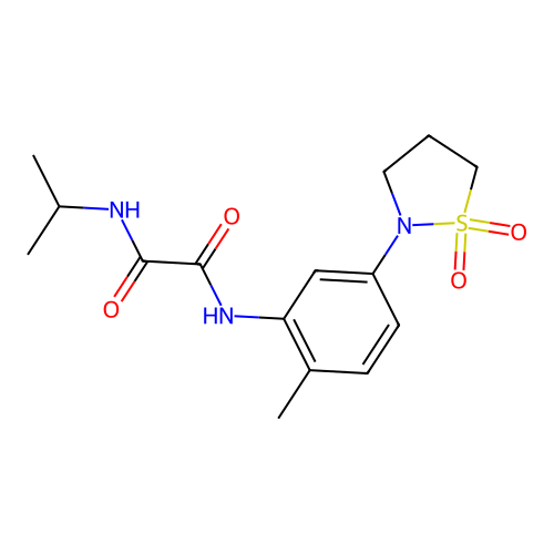 N-[5-(1,1-dioxo-1,2-thiazolidin-2-yl)-2-methylphenyl]-N'-propan-2-yloxamide structure