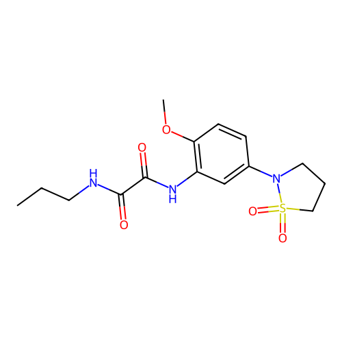 N1-(5-(1,1-dioxidoisothiazolidin-2-yl)-2-methoxyphenyl)-N2-propyloxalamide structure