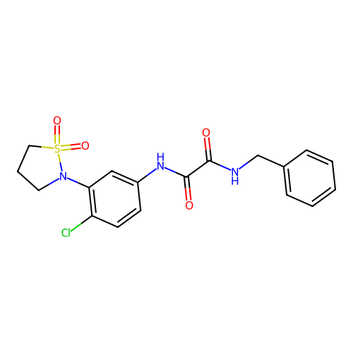 N1-benzyl-N2-(4-chloro-3-(1,1-dioxidoisothiazolidin-2-yl)phenyl)oxalamide structure