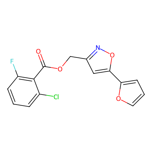 (5-(Furan-2-yl)isoxazol-3-yl)methyl 2-chloro-6-fluorobenzoate structure