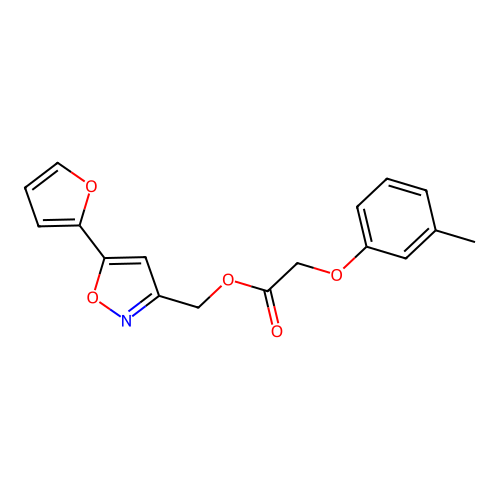 [5-(Furan-2-yl)-1,2-oxazol-3-yl]methyl 2-(3-methylphenoxy)acetate structure
