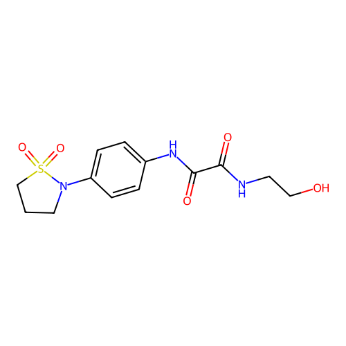 N1-(4-(1,1-dioxidoisothiazolidin-2-yl)phenyl)-N2-(2-hydroxyethyl)oxalamide structure