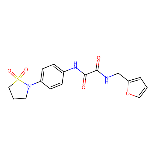 N1-(4-(1,1-dioxidoisothiazolidin-2-yl)phenyl)-N2-(furan-2-ylmethyl)oxalamide structure