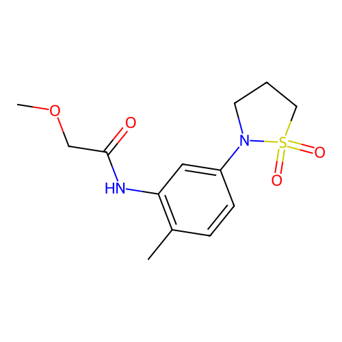 N-(5-(1,1-dioxidoisothiazolidin-2-yl)-2-methylphenyl)-2-methoxyacetamide structure