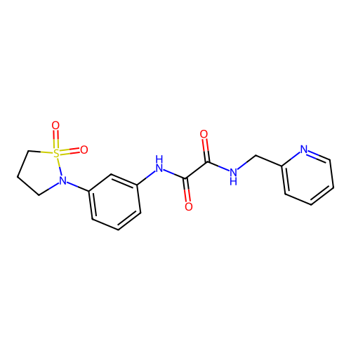 N1-(3-(1,1-dioxidoisothiazolidin-2-yl)phenyl)-N2-(pyridin-2-ylmethyl)oxalamide structure