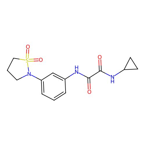 N1-cyclopropyl-N2-(3-(1,1-dioxidoisothiazolidin-2-yl)phenyl)oxalamide structure