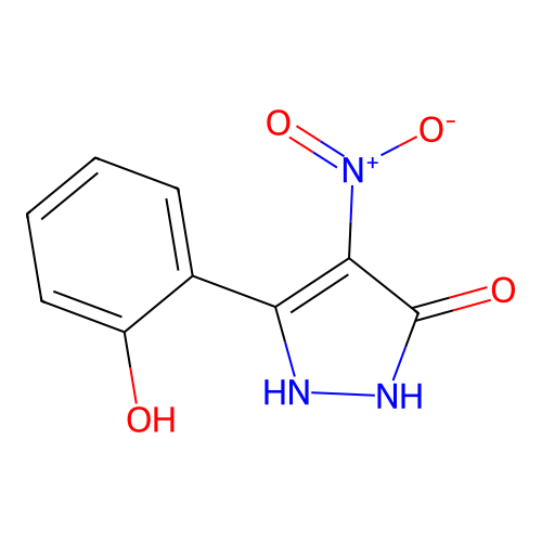 1,2-dihydro-5-(2-hydroxyphenyl)-4-nitro-3H-pyrazol-3-one structure