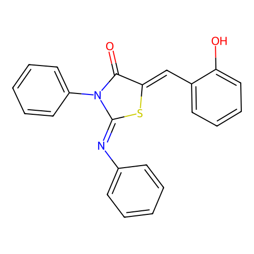 5-[(2-Hydroxyphenyl)methylidene]-3-phenyl-2-phenylimino-1,3-thiazolidin-4-one structure