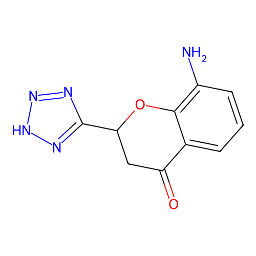 8-amino-2-(2H-tetrazol-5-yl)-2,3-dihydrochromen-4-one structure