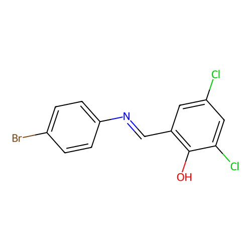 2-{[(4-Bromophenyl)imino]methyl}-4,6-dichlorophenol structure