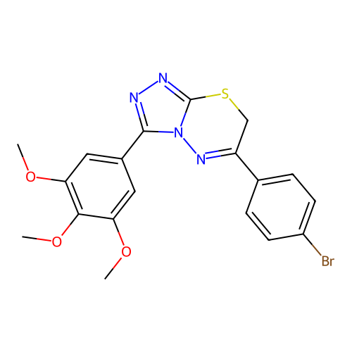6-(4-bromophenyl)-3-(3,4,5-trimethoxyphenyl)-7H-[1,2,4]triazolo[3,4-b][1,3,4]thiadiazine structure