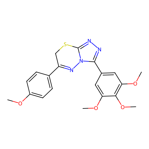 6-(4-methoxyphenyl)-3-(3,4,5-trimethoxyphenyl)-7H-[1,2,4]triazolo[3,4-b][1,3,4]thiadiazine structure