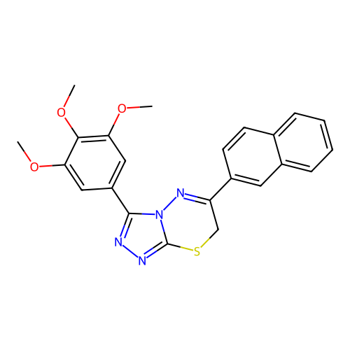 6-(naphthalen-2-yl)-3-(3,4,5-trimethoxyphenyl)-7H-[1,2,4]triazolo[3,4-b][1,3,4]thiadiazine structure