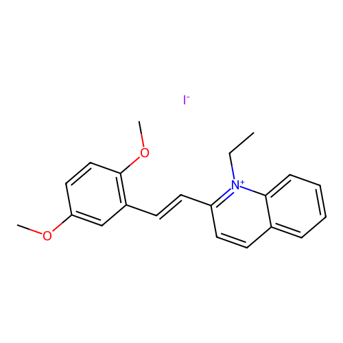 Quinolinium, 2-(2-(2,5-dimethoxyphenyl)ethenyl)-1-ethyl-, iodide structure