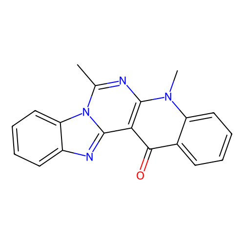 5,7-dimethylbenzimidazo[1',2':1,6]pyrimido[4,5-b]quinolin-14(5H)-one structure
