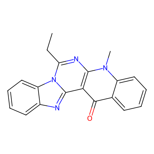 7-ethyl-5-methylbenzimidazo[1',2':1,6]pyrimido[4,5-b]quinolin-14(5H)-one structure