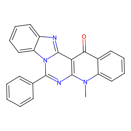 5-methyl-7-phenylbenzimidazo[1',2':1,6]pyrimido[4,5-b]quinolin-14(5H)-one structure