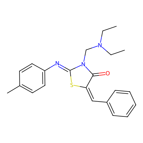 3-((Diethylamino)methyl)-2-((4-methylphenyl)imino)-5-(phenylmethylene)-4-thiazolidinone structure