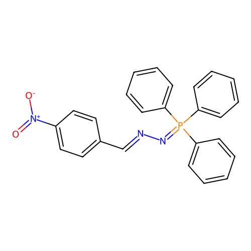(E)-1-(4-nitrophenyl)-N-[(triphenyl-lambda5-phosphanylidene)amino]methanimine structure
