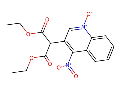 Diethyl 2-(4-nitro-1-oxidoquinolin-1-ium-3-yl)propanedioate structure