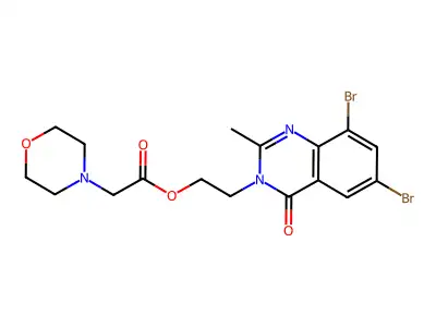 4-Morpholineacetic A cid, 2-(6,8-dibromo-2-methyl-4-oxo-3(4H)-quinazolinyl)ethyl ester structure