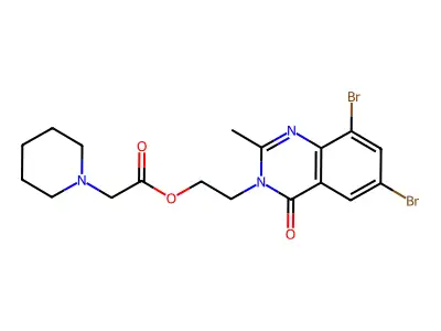 1-Piperidineacetic acid, 2-(6,8-dibromo-2-methyl-4-oxo-3(4H)-quinzolinyl)ethyl ester structure