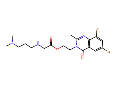 Glycine, N-(3-(dimethylamino)propyl)-, 2-(6,8-dibromo-2-methyl-4-oxo-3(4H)-quinazolinyl)ethyl ester structure