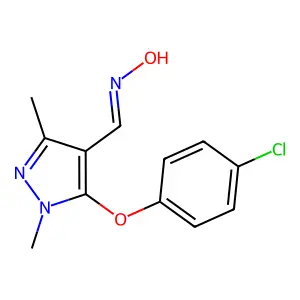 5-(4-Chlorophenoxy)-1,3-dimethyl-pyrazole-4-carbaldehyde oxime structure