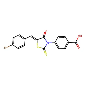 (Z)-4-(5-(4-bromobenzylidene)-4-oxo-2-thioxothiazolidin-3-yl)benzoic acid structure