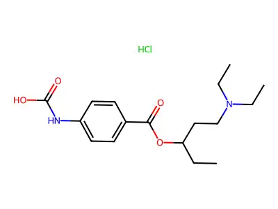 p-Carboxycarbanilic acid p-(2-(diethylamino)ethyl) propyl ester hydrochloride structure