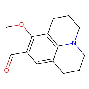 8-methoxy-2,3,6,7-tetrahydro-1H,5H-pyrido[3,2,1-ij]quinoline-9-carbaldehyde structure