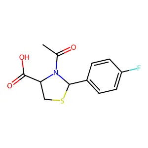 (2R,4R)-3-acetyl-2-(4-fluorophenyl)-1,3-thiazolidine-4-carboxylic acid structure