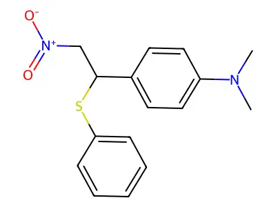Dimethyl[4-(2-nitro-1-phenylthioethyl)phenyl]amine structure