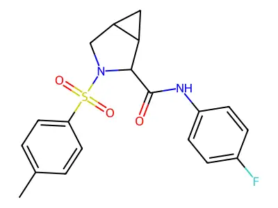 N-(4-fluorophenyl)-3-(4-methylbenzenesulfonyl)-3-azabicyclo[3.1.0]hexane-2-carboxamide structure