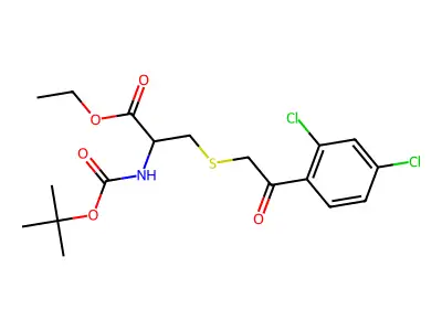 ethyl 2-[(tert-butoxycarbonyl)amino]-3-{[2-(2,4-dichlorophenyl)-2-oxoethyl]sulfanyl}propanoate structure