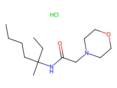 4-Morpholineacetamide, N-(1-ethyl-1-methylpentyl)-, hydrochloride structure