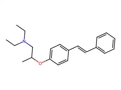N,N-diethyl-2-[4-(2-phenylethenyl)phenoxy]propan-1-amine structure