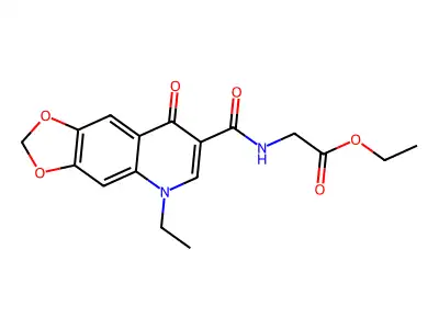 Glycine, N-((5-ethyl-5,8-dihydro-8-oxo-1,3-dioxolo(4,5-g)quinolin-7-yl)carbonyl)-, ethyl ester structure